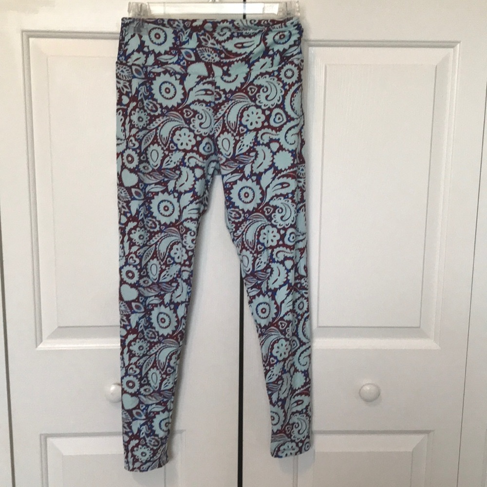 Lularoe teal and dark red OS leggings
